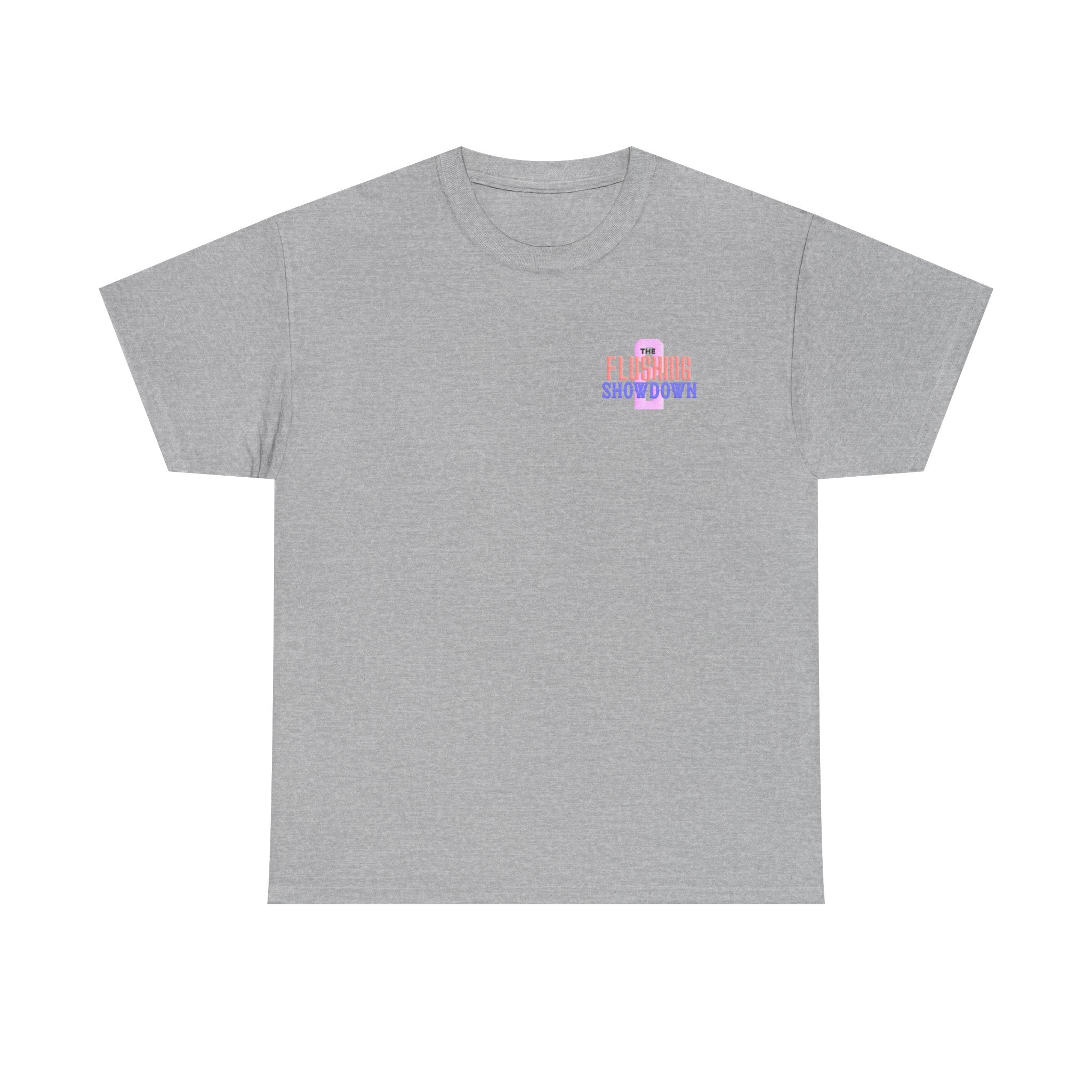 T-Shirt — 'The Flushing Showdown 2' Minimal Pastel Logo Tee