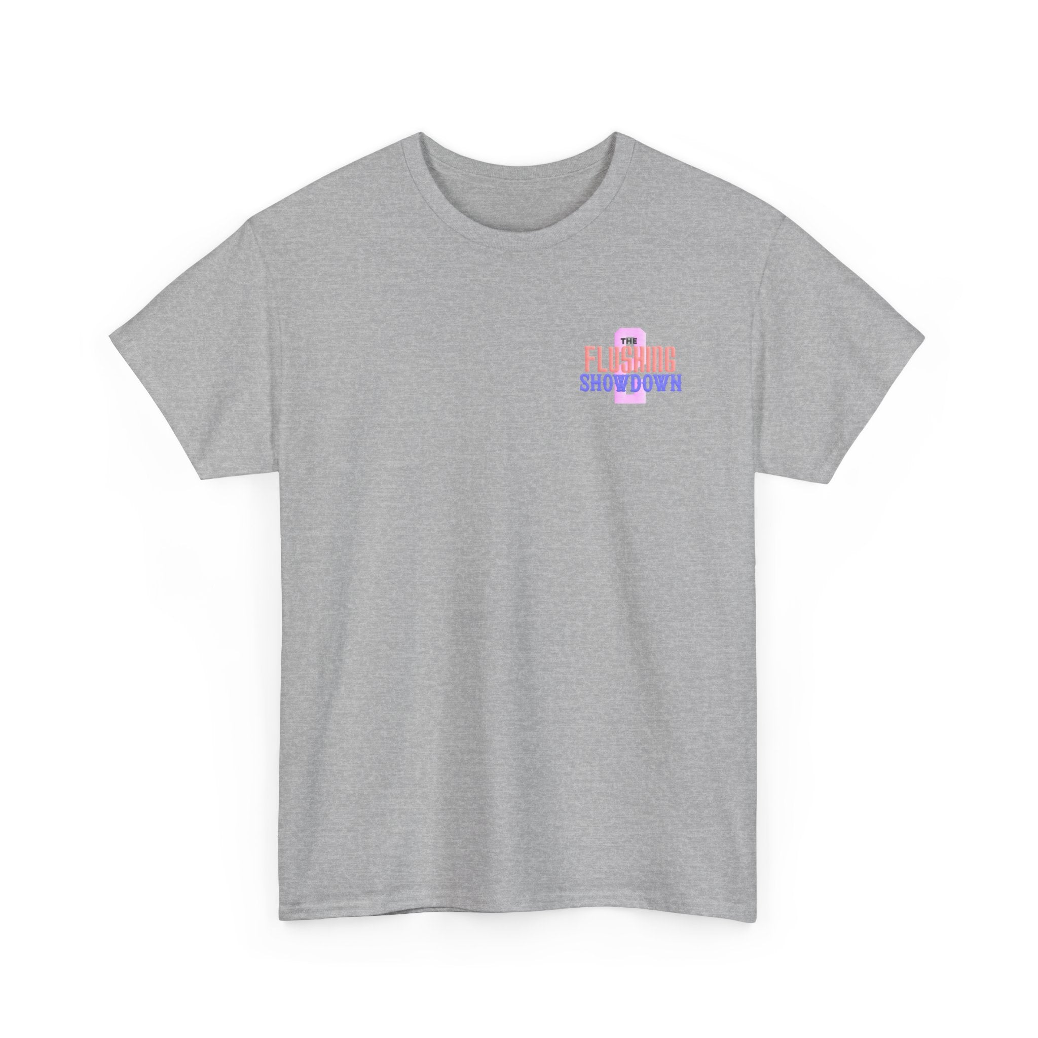 T-Shirt — 'The Flushing Showdown 2' Minimal Pastel Logo Tee