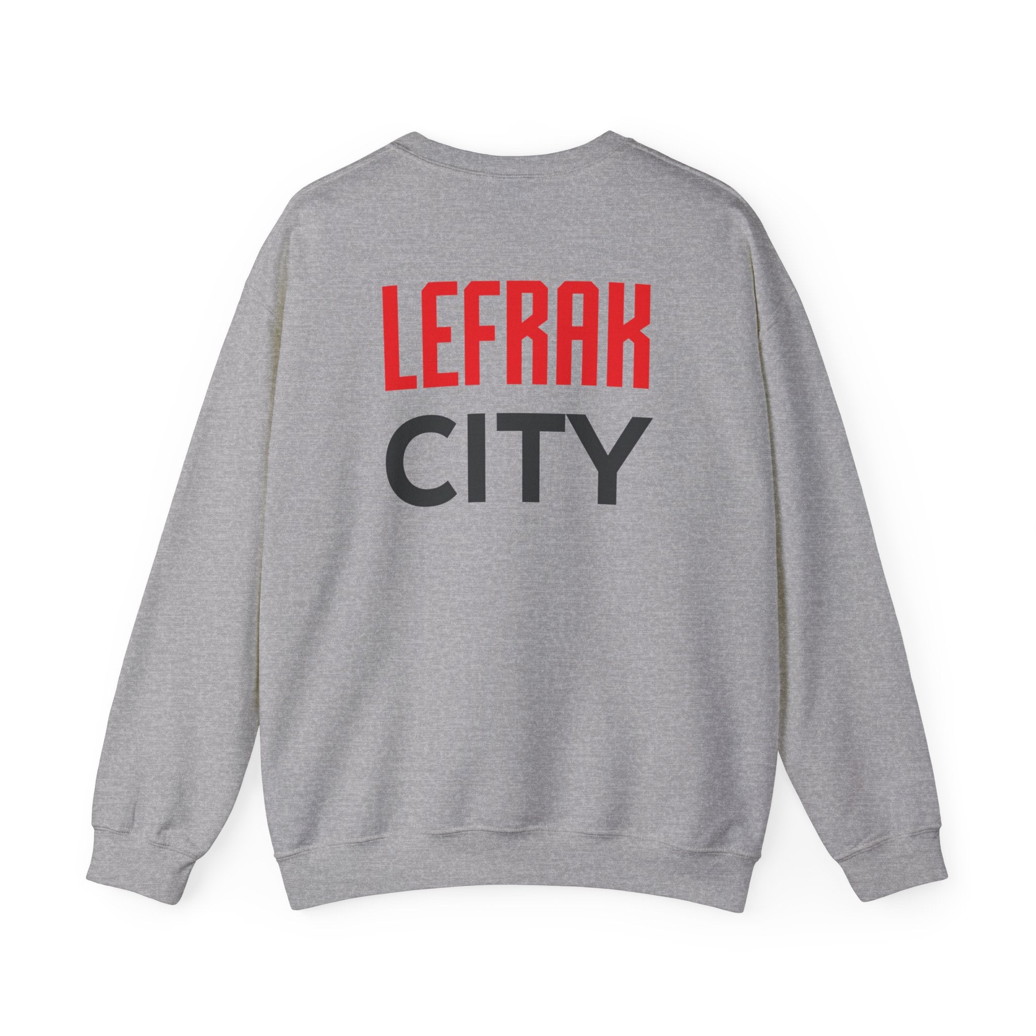 LeFrak City FC Sweatshirt | Small Red Shield Logo, Back Text