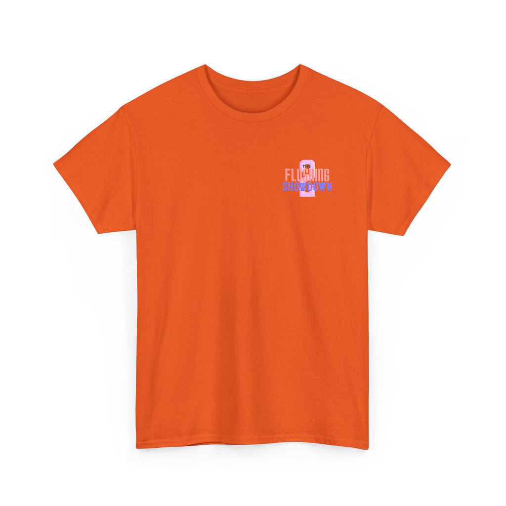 T-Shirt — 'The Flushing Showdown 2' Minimal Pastel Logo Tee
