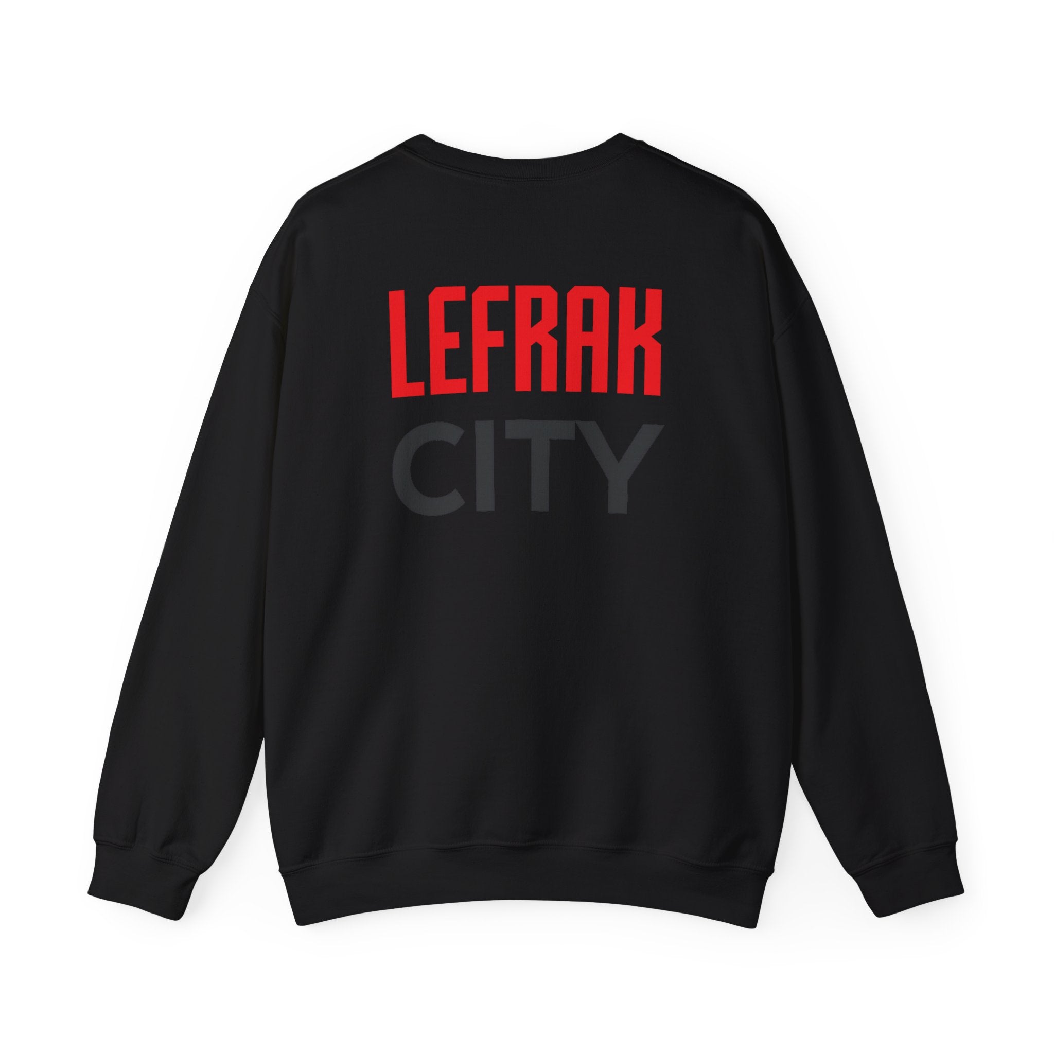 LeFrak City FC Sweatshirt | Small Red Shield Logo, Back Text
