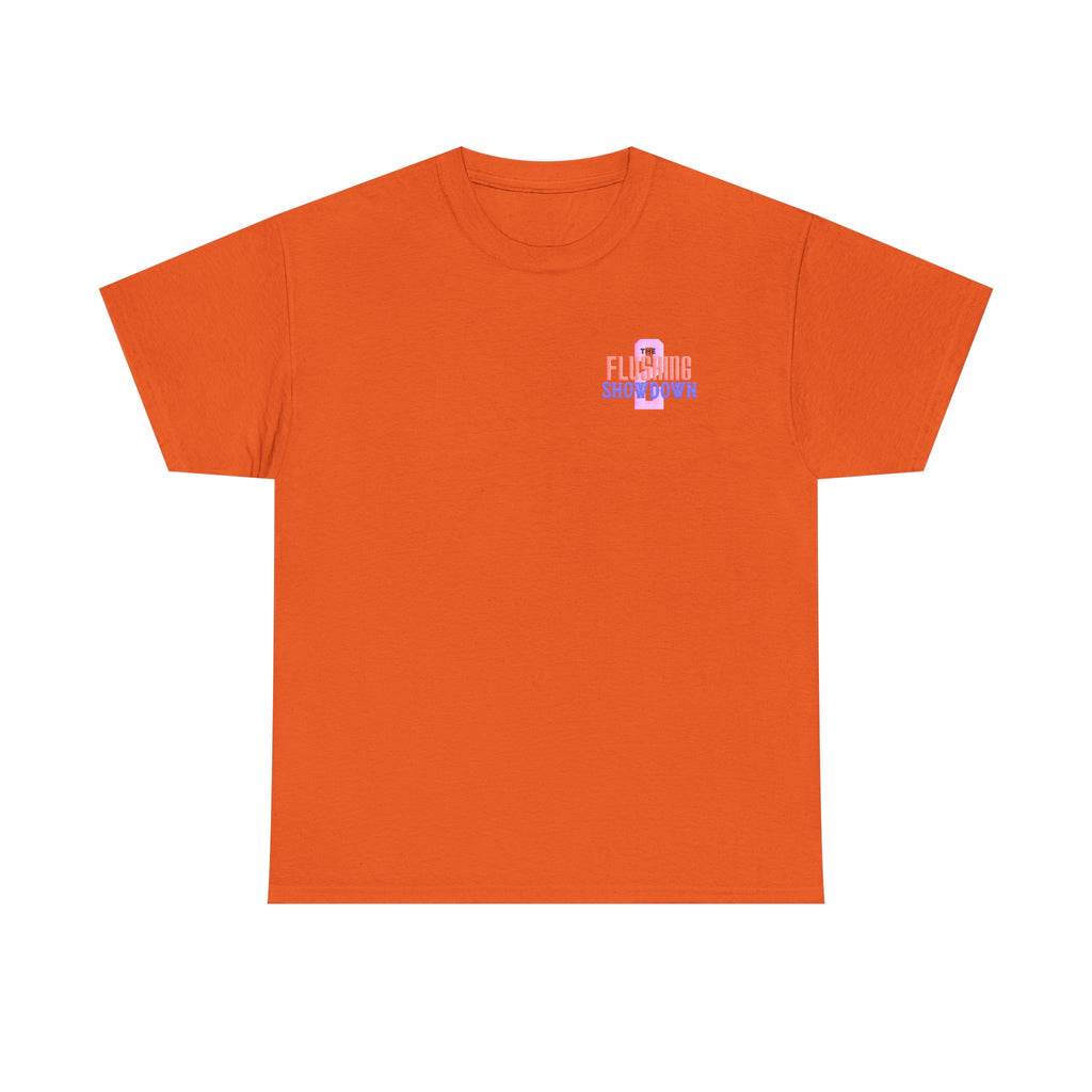 T-Shirt — 'The Flushing Showdown 2' Minimal Pastel Logo Tee