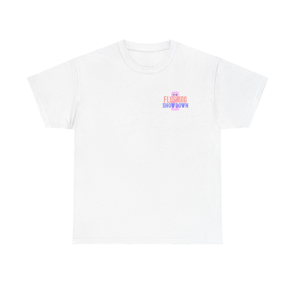 T-Shirt — 'The Flushing Showdown 2' Minimal Pastel Logo Tee