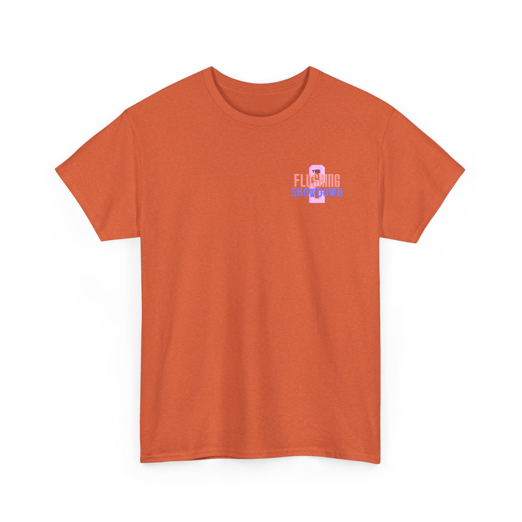 T-Shirt — 'The Flushing Showdown 2' Minimal Pastel Logo Tee