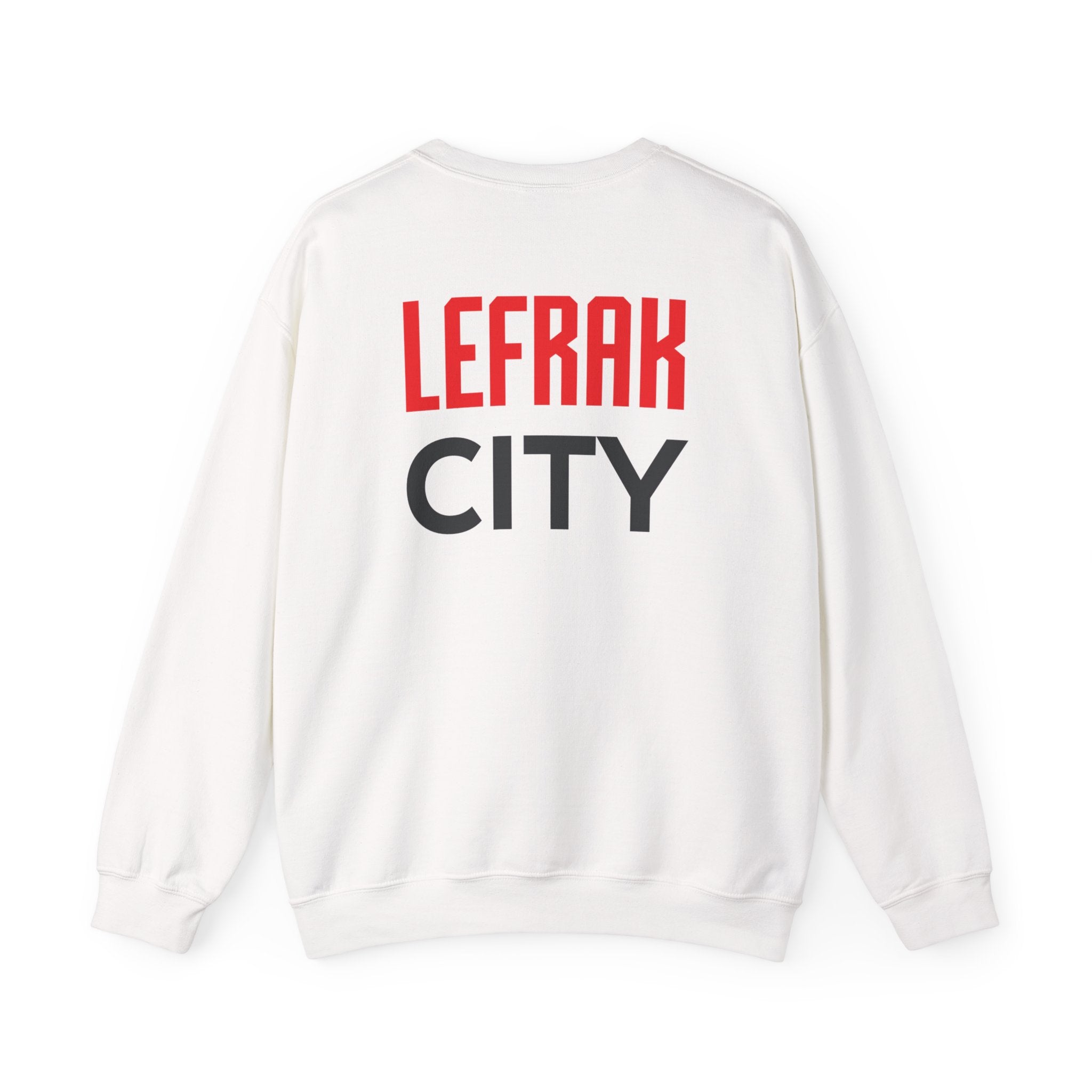 LeFrak City FC Sweatshirt | Small Red Shield Logo, Back Text